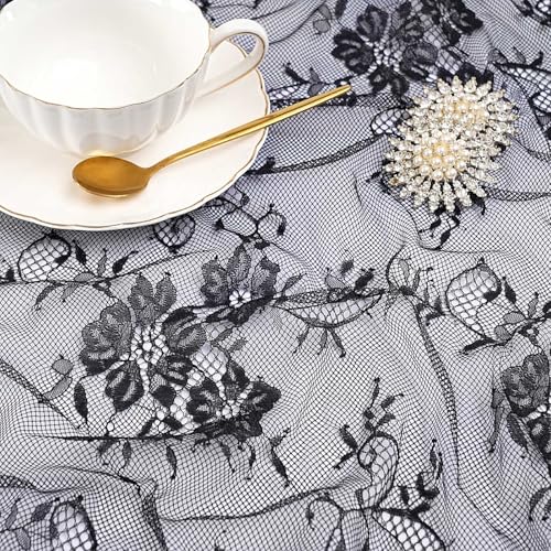 Black Lace Tablecloth 60x120 Inch Wedding & Event Decor - Pack of 10