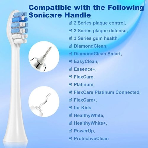 Philips Sonicare Replacement Toothbrush Heads - 8 Pack, Compatible with Click-On Handles, White
