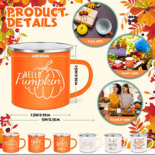 12 pcs Fall Enamel Coffee Mugs Set - Thanksgiving Pumpkin Spice Camping Cups