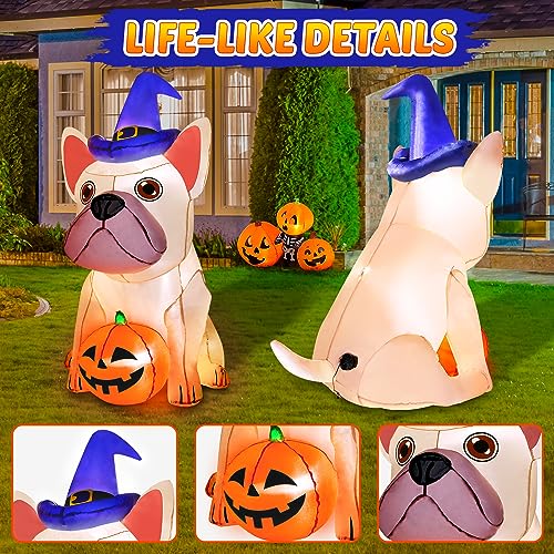 5Ft Halloween Inflatable Yard Decoration with Bright LEDs & Witch Hat - Bulldog