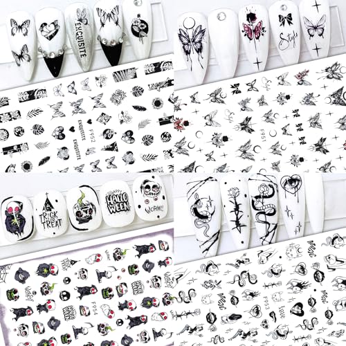 3D Halloween Nail Stickers - Self-Adhesive Ghost Face Decals, 8 Sheets - Variation of THIS listing