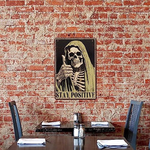 Stay Positive Metal Sign Wall Art - 12×8 Inches Aluminum Retro Decor