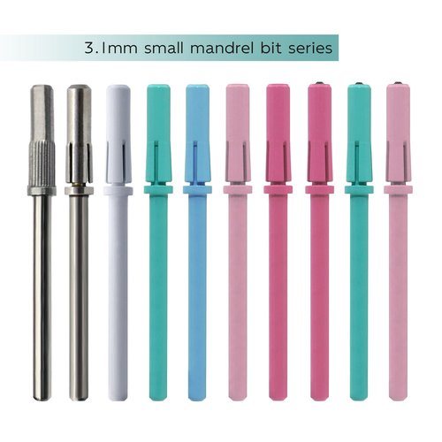 HYTOOS 3.1mm Pink Small Mandrel Bit, Professional Stainless Steel Mini Mandrel Bit for Small Sanding Band Files, Manicure Art Electric Drill File Tool