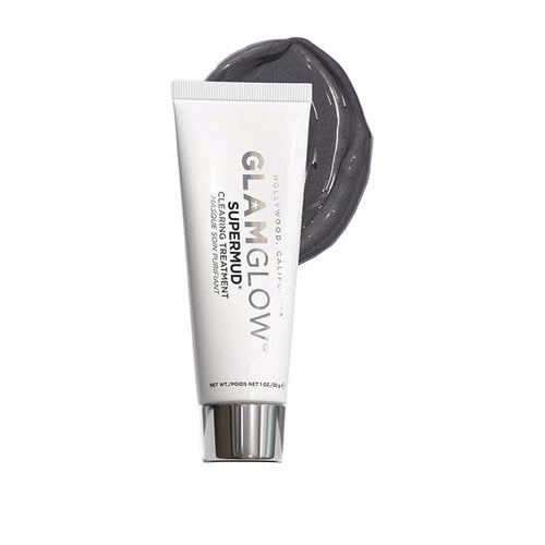 Glamglow SUPERMUD Instant Clearing Treatment Face Mask | Clearing Face Mask For Acne Prone Skin and Oiliness to help Minimize Pores | Activated Charcoal, BHA & AHAs, Travel Size, 1 Ounce