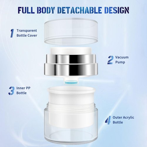 2 Pcs Airless Pump Jar, Refillable Cream Jar Vacuum Bottle Travel Size Empty Container for Cream and Lotion (2 x 0.5oz)