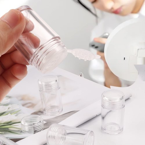 BOSMIOW 12 Pcs 10ml Loose Powder Jar Empty Plastic Loose Powder Container Refillable Powder Bottle Box Cosmetic Jar Container With Sifter