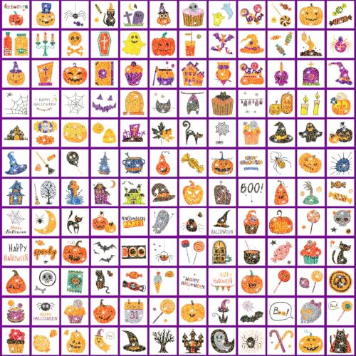 Kids Glitter Tattoo Sheets for Halloween Party Supplies - 408 Pack