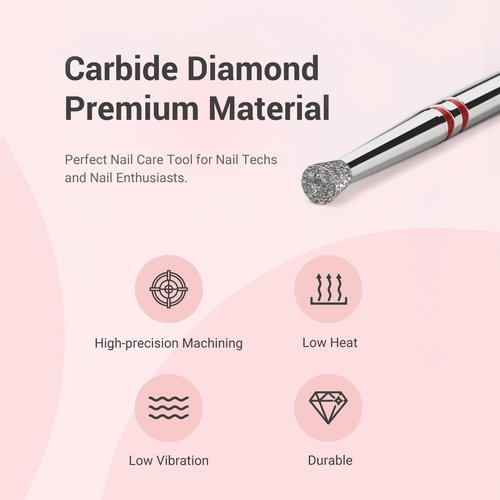 MelodySusie 6.7mm Inverted Tapered Cuticle Clean Nail Drill Bit 3/32'', Professional Safety Carbide Diamond Under Nail Cleaner for Cuticle Dead Skin Nail Prepare, Beginners Bits, Series Bit-S, Fine