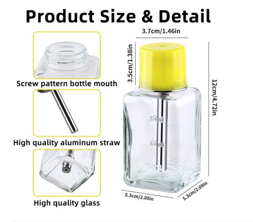 Misforu 6 Oz/ 180ml Glass Push Down Pump Dispenser Bottle With Cap Push Down Glass Empty Pump Dispenser for Alcohol Makeup Clear Refillable Bottle Hand Pumping Press Container (1pcs - Square Shaped)