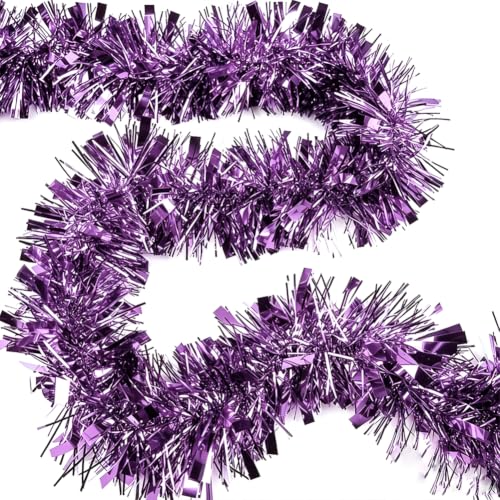Lilac 33Ft Christmas Garland Decorations Tinsel Streamers for Holiday Home Decor