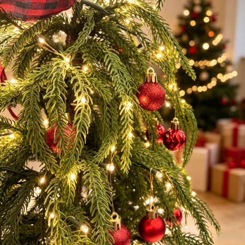 Mini Red Christmas Tree Ornaments 1.18 Inch - Fade Resistant Holiday Decor - 30 Pack