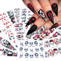 Halloween Nail Stickers Water Transfer Decals Skull Ghost Pumpkin 24 Sheets