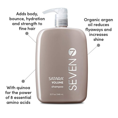 SEVEN Haircare Satara Volume Shampoo - Sulfate & Paraben Free | Pro Vitamin B5 & Argan Oil, 32oz