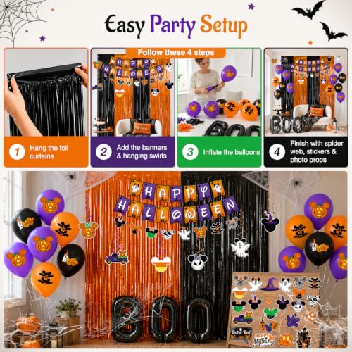 Halloween Party Decorations Bundle with Balloons, Banners & Photo Props