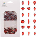 Tisslan 100pcs Glass Red Nail Rhinestones Shapes Mix 720pcs Flat Back Crystal Gem Stones Nail Decoration Charms Bulk Pack Supply