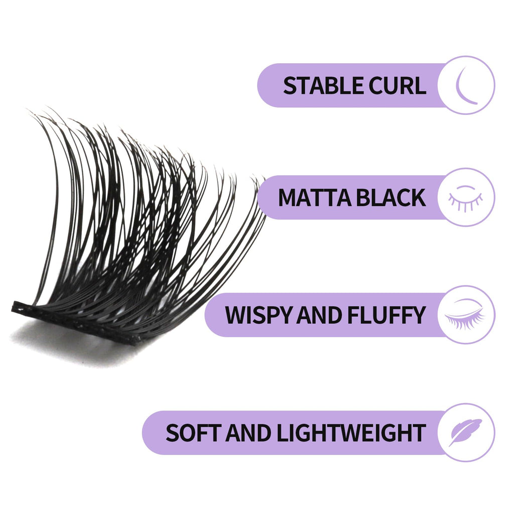 WENDY Lashes Clusters D Curl Lash Clusters DIY Eyelash Clusters 2 Styles 12-16mm Cluster Lashes Black Cluster Eyelash Extensions Wispy Individual Lashes At Home(Gorgeous/Bright-0.07D,12-16mm Mixed)