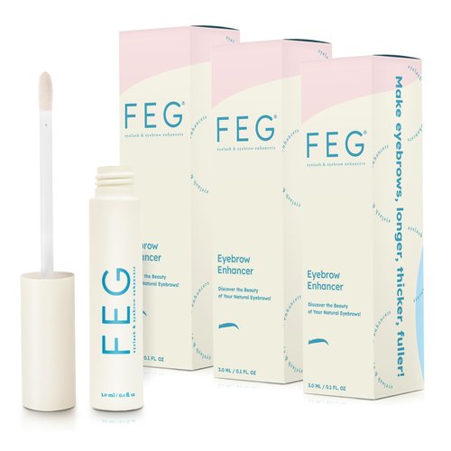 FEG Eyebrow Enhancer Growth Serum for Thicker Brows | Natural Brow Enhancing Serum for Growing and Thickening Eyebrows | Stimulates Natural Growth | 3-Pack of 3ml Tubes