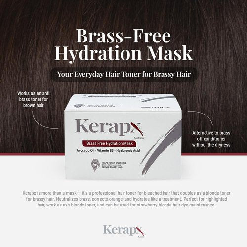 Kerapx Brass-Free Hydration Hair Mask – Deep Moisture & Repair Treatment for Dry, Damaged, Frizzy or Color-Treated Hair – Softness, Shine & Strengthening 4.76 fl oz