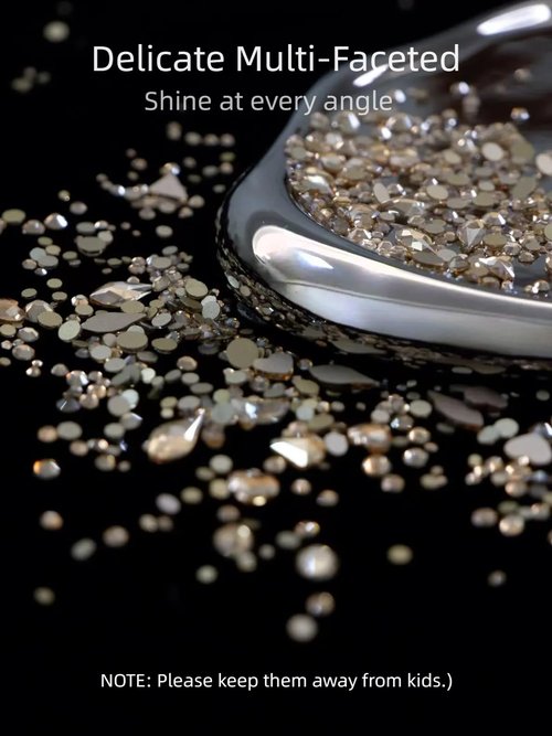 AMLAVIFISH Gold Rhinestones for Nails, 6080Pcs Gold Nail Art Rhinestones Kit, 3D Flatback Crystals Diamonds for Nail Art Design, Mix Sizes Nail Charms and Gems(Tweezers Included)