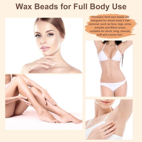 Hard Wax Beads for Hair Removal, Yovanpur 10.5oz Wax Beans for Sensitive Skin and Brazilian Waxing with 10pcs Wax Sticks (Cherry-Blossom)