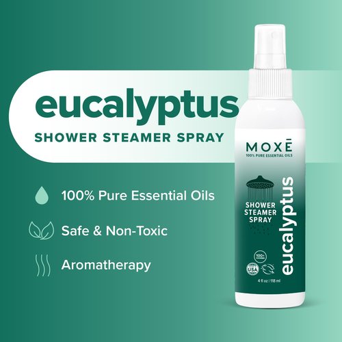 MOXĒ Eucalyptus Oil Shower Mist - Natural Aromatherapy Spray for Sinus Congestion Relief | 4 Ounces