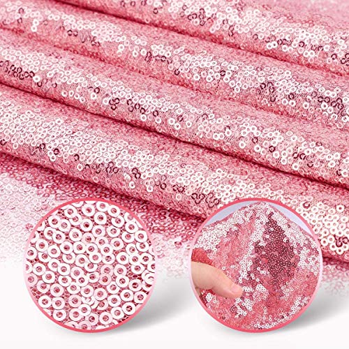 Pink Sequin Table Runner 2 Pack - Elegant Glitter Fabric for Weddings & Parties
