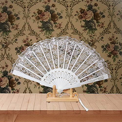 White Lace Foldable Hand Fan - Vintage Style for Weddings & Parties