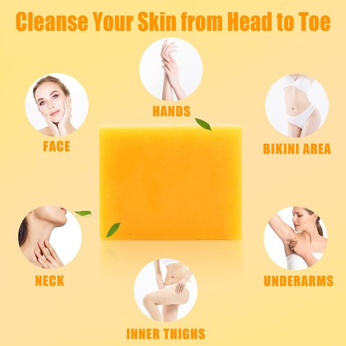 Umpeimvon 3 Pack Turmeric Soap Bar for Face & Body Cleanser, Organic Turmeric Soap, Smooth Skin and Moisturizing, All Natural Tumeric Soap, Handmade Turmeric Face Soap Ginger Soap, 3.53oz × 3