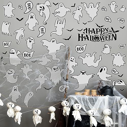 Halloween Ghost Wall Stickers - White Ghost Window Clings for Decor