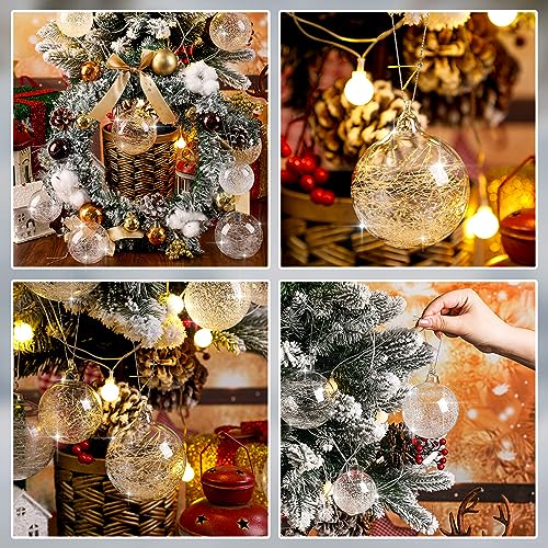Clear Glass Christmas Ornaments Set - Iridescent Balls in Multiple Sizes, 36 Pack