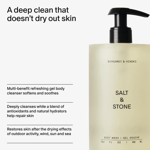 Salt & Stone Body Wash - Antioxidant-Infused for Deep Moisture | Unisex, Sulfate & Paraben Free, 32 fl oz