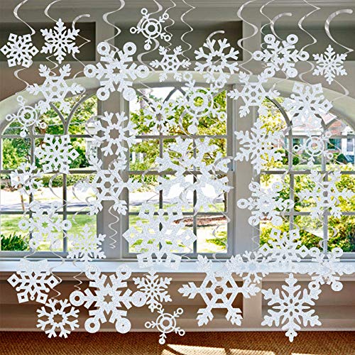Snowflake Hanging Swirls Christmas Winter Party Decorations - 36 Pcs, Variation: Snowflake