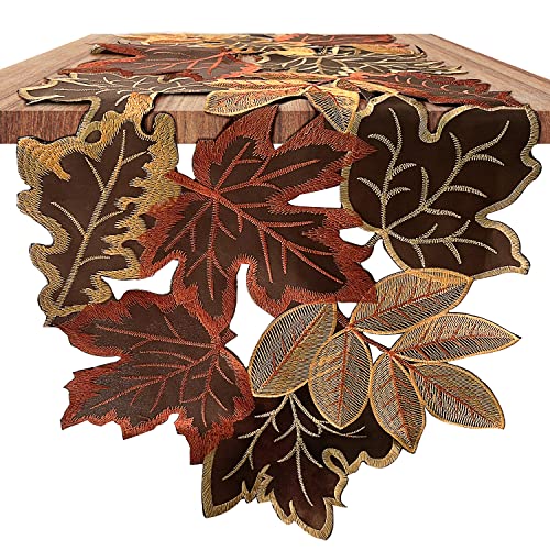 Embroidery Fall Table Runner 13.7 x 86.6 Inches Thanksgiving Home Decor
