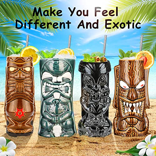 12-Piece Ceramic Tiki Mug Set for Cocktails and Parties