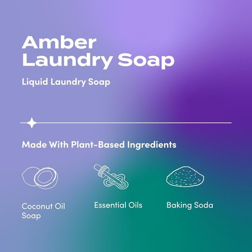 Indigo Wild Zum Clean Laundry Soap - Plant-Based Liquid with Baking Soda & Essential Oils - Amber - 64 fl oz