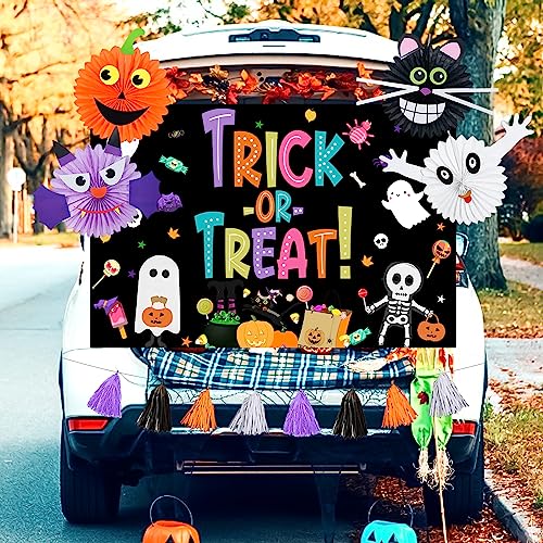 Halloween Car Decorations Trunk or Treat Backdrop Fans Tassels for Garage & Yard