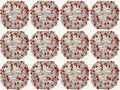 Silver Red Beaded Napkin Ring Set of 12 Mesh Beaded Elegant Table Decor