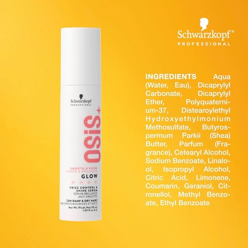 OSiS+ Glow Anti-Frizz Shine Serum - Lightweight Heat Protection & Frizz Control for All Hair Types" 

**Rewritten Title:**  
"OSiS+ Glow Anti-Frizz Shine Serum - Lightweight Frizz Control & Heat Protection for All Hair Types