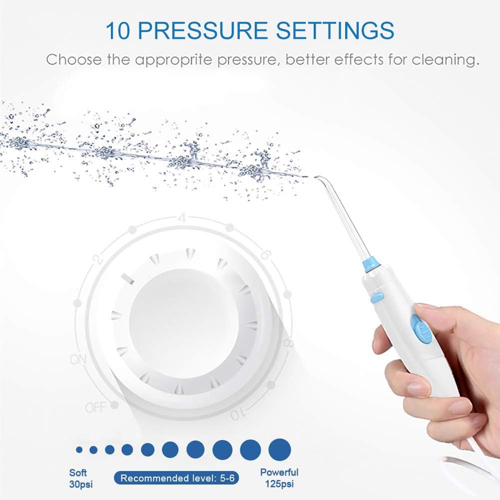 TUREWELL Water Flosser - 600ML Electric Oral Irrigator with 10 Pressure Settings & 8 Tips | Family Use (White)