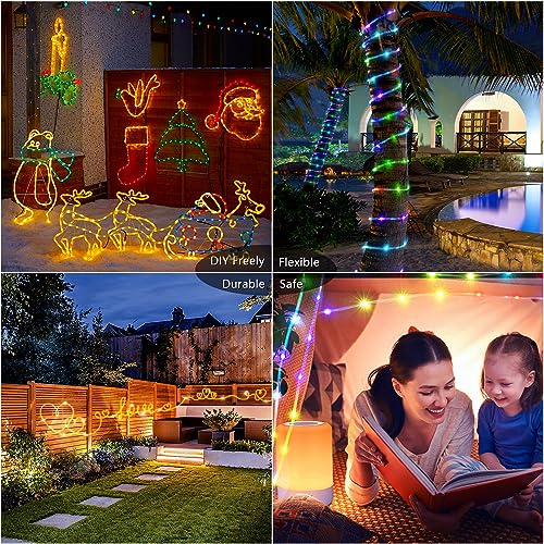 66ft 200 LED Color Changing Rope Lights - Waterproof Outdoor String Lights with Remote