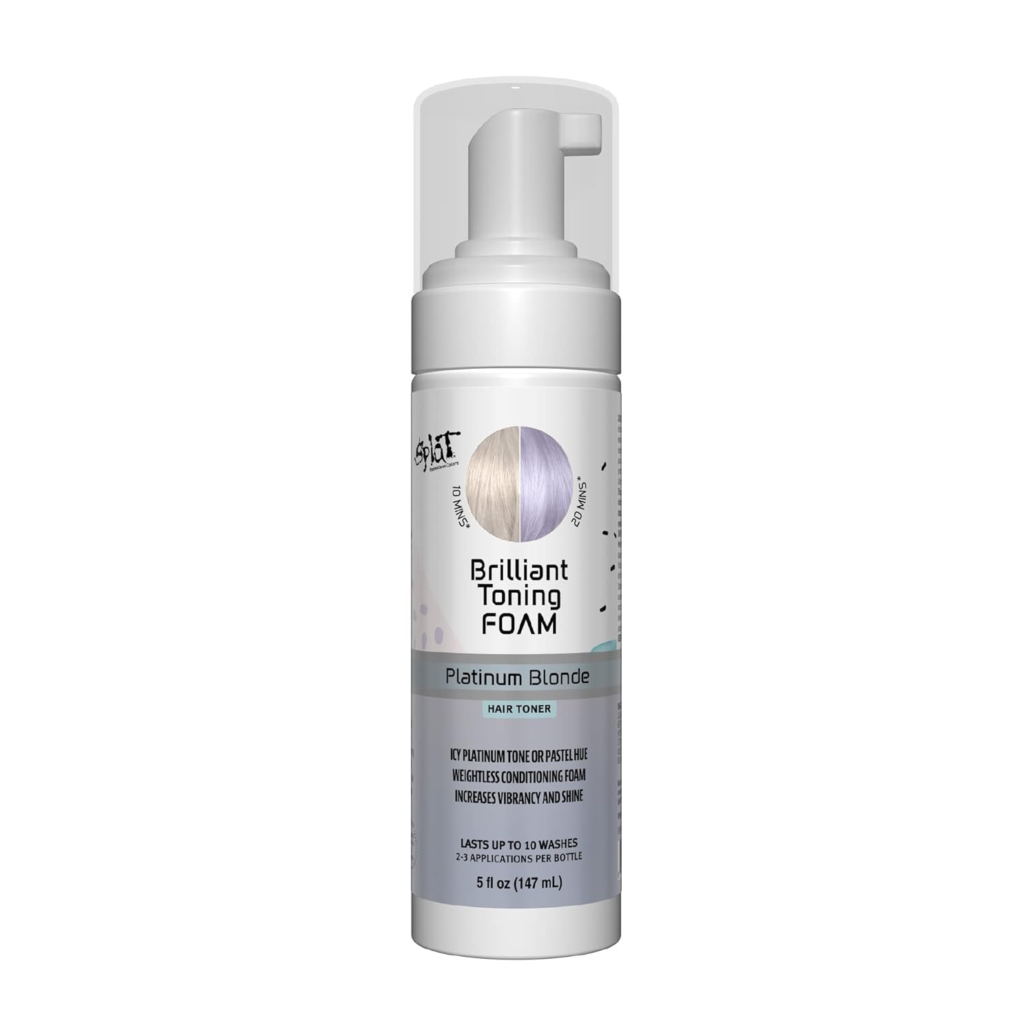 Splat Brilliant Toning Foam - Platinum Blonde Hair Toner | Lasts Up to 10 Washes, Vegan & Cruelty-Free, 5 oz.