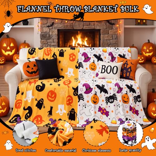 Hahafelt Halloween Throw Blankets 50x60 Inch - Pack of 6, Festive Gift Set