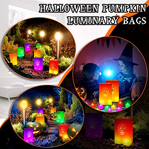 Day of the Dead Luminary Bags with LED Tea Lights - 32 Piece Party Decor Set