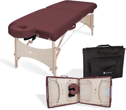 EarthLite Harmony DX Portable Massage Table - Complete Package with Face Cradle & Carrying Case | 30" x 73", Burgundy