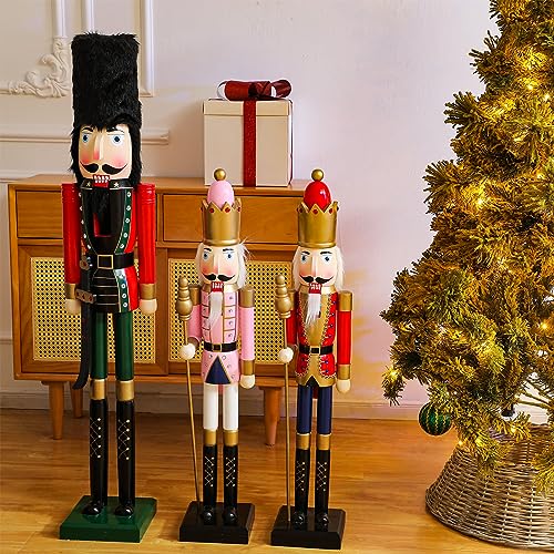 Large 4ft Wooden Christmas Nutcracker Decor Outdoor Holiday Soldier Ornament