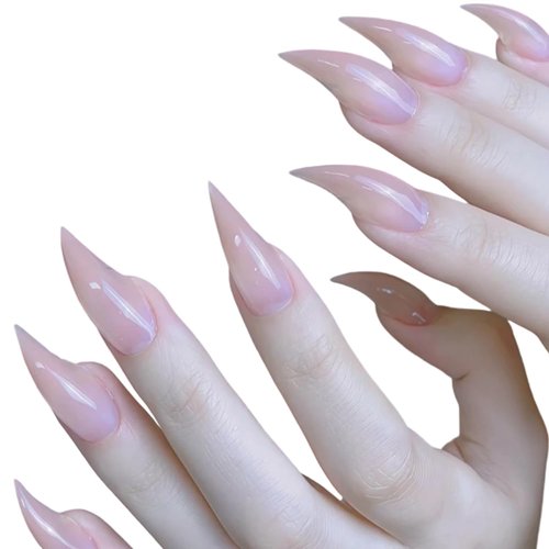 10 Pcs Handmade Medium Press on Nails Curved Stiletto Luxury Eagle Claw Nude Pink Nails Press Ons Full Cover Glossy Dragon Claw False Nails Reusable Acrylic Stick on Nail for Women（M）