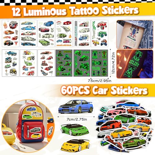 Race Car Party Favors Set - Style 1, Includes Gift Boxes, Pull-Back Cars, Sunglasses & Stickers for Kids' Birthday