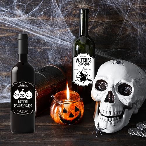 Halloween Wine Bottle Stickers Set - Waterproof Scary Labels for Party Décor