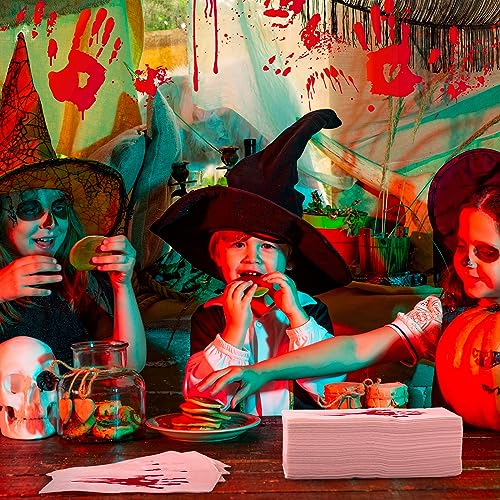 Halloween Disposable Paper Napkins with Bloody Handprint Pattern - 200 Pack