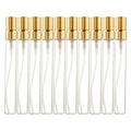 Enslz 10ml 10pcs Glass Spray Bottle Refillable Perfume Atomizer Mini Sample Test Bottle Thin Glass Vials (Gold)